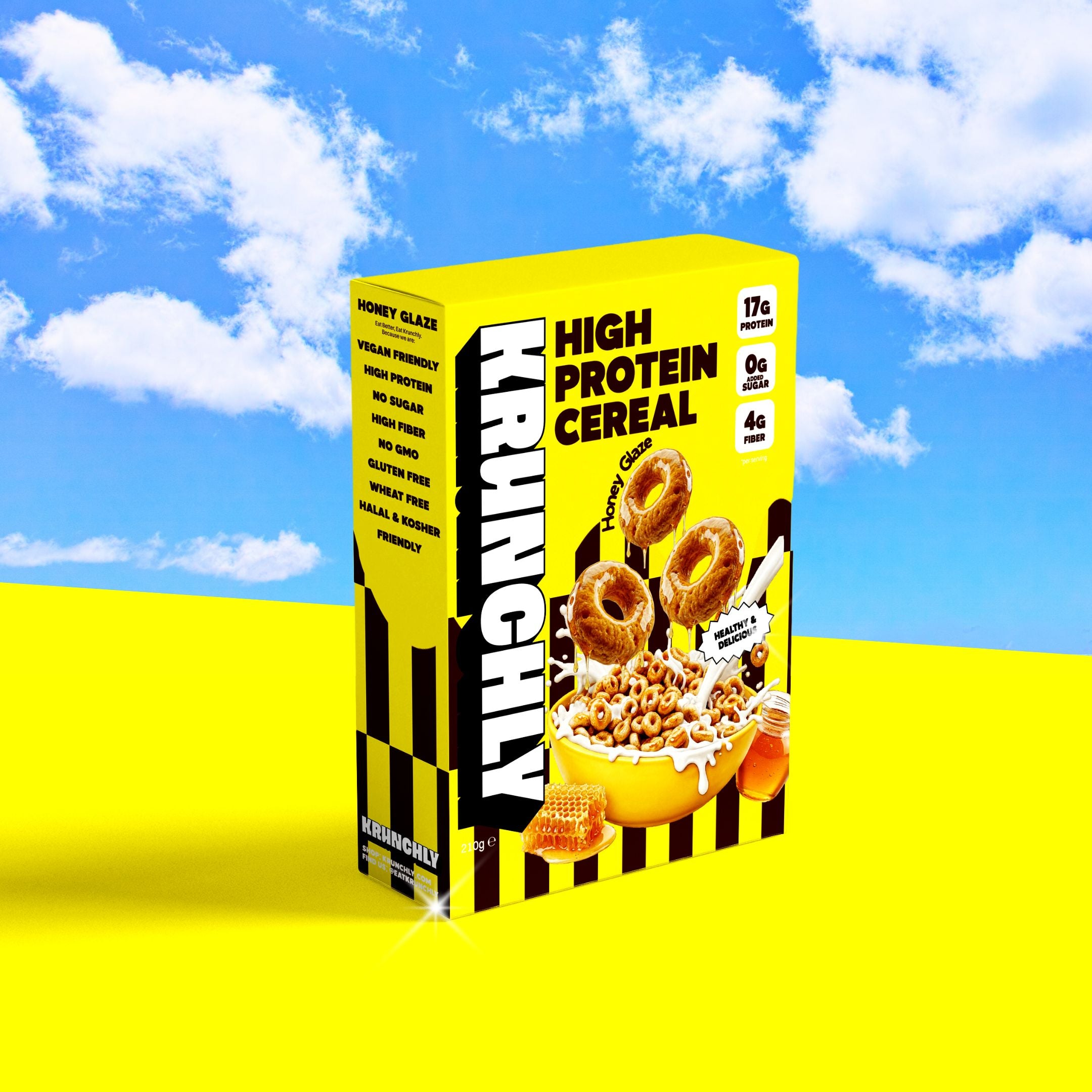 Krunchly High Protein Cereal with Zero sugar and High Fiber, Honey flavour